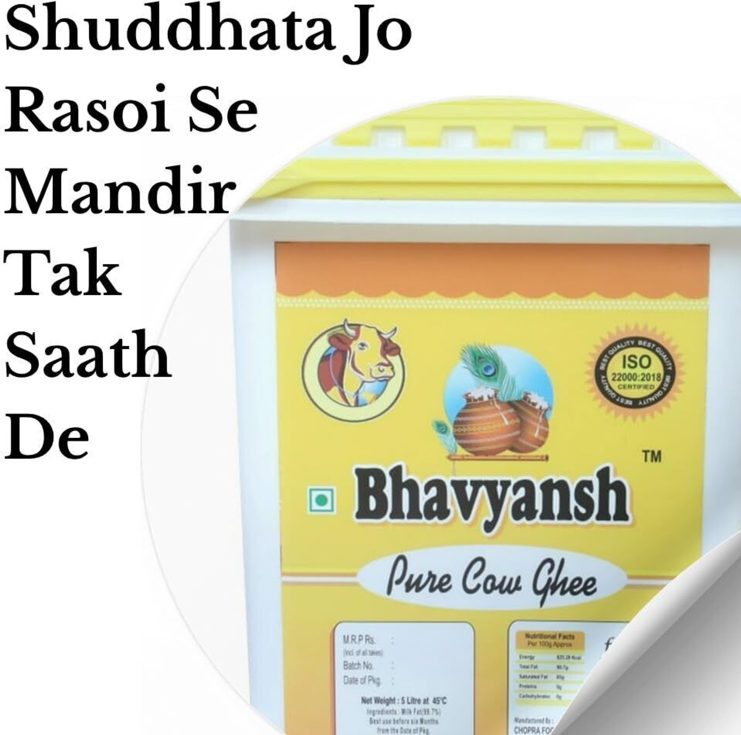 Image of Bhavyansh Cow Ghee, Desi Ghee with Rich Aroma 5ltr Pack Ghee Mason Jar