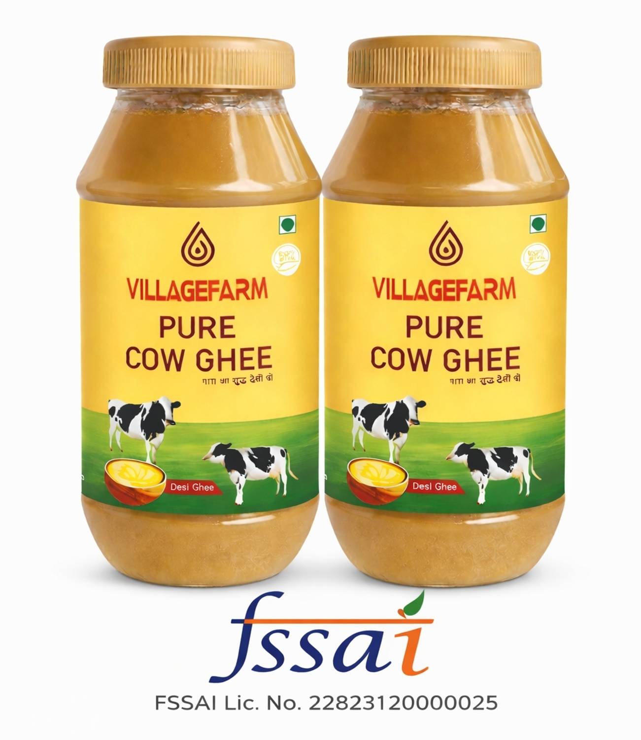 Bristi VillageFarm Pure Cow Ghee | 100% Pure & Natural | Traditional Taste | Pack-2 Ghee Plastic Bottle