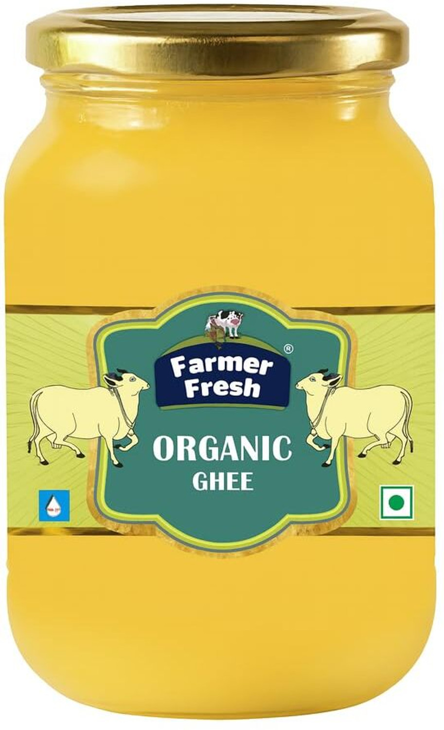 Image of Farmer Fresh Organic Cow Ghee Pure & Natural Shudh Desi Ghee, No Preservatives. Ghee Glass Bottle