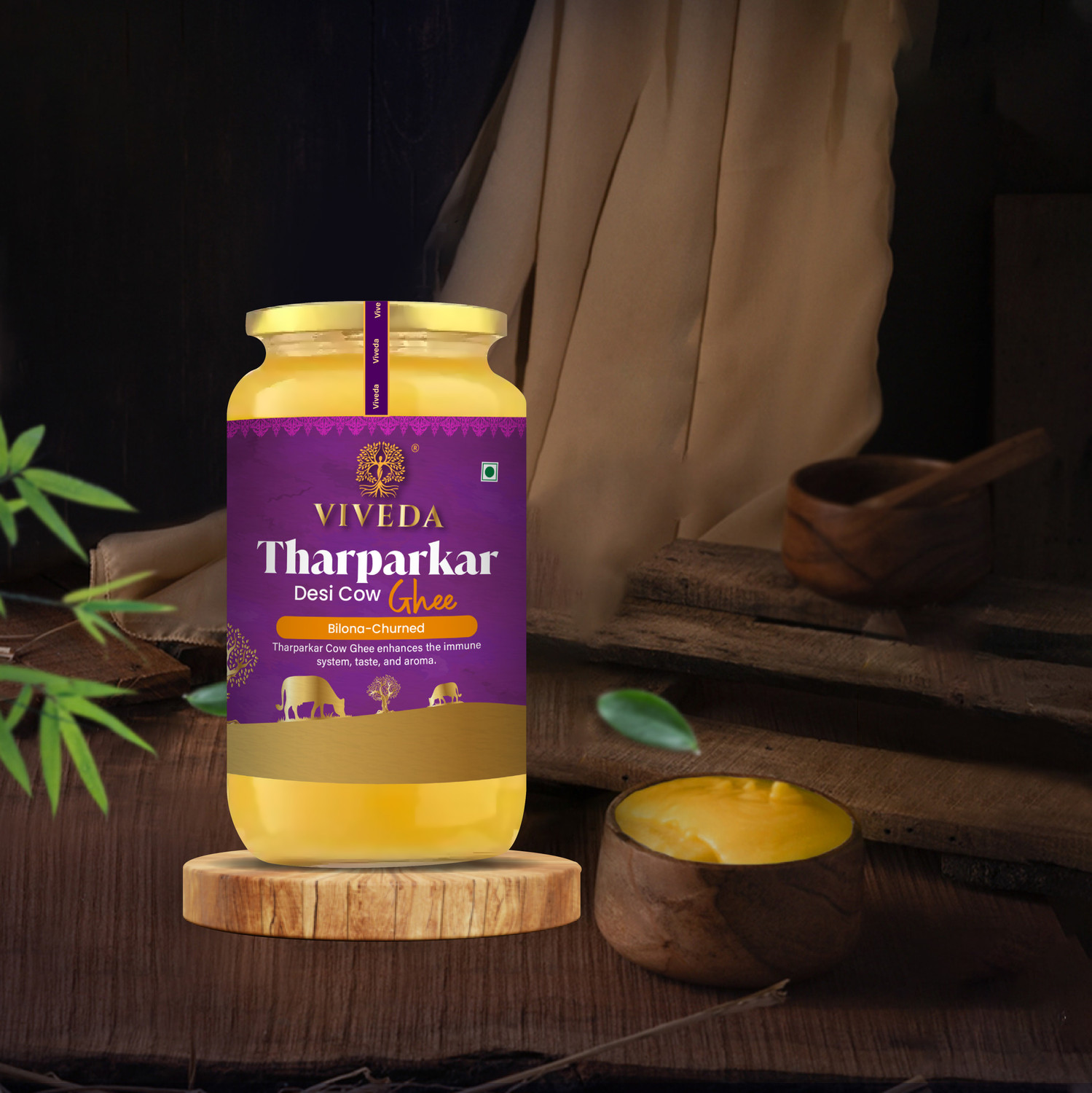 Image of viveda A2 Desi Tharparker Ghee | Ghee Glass Bottle