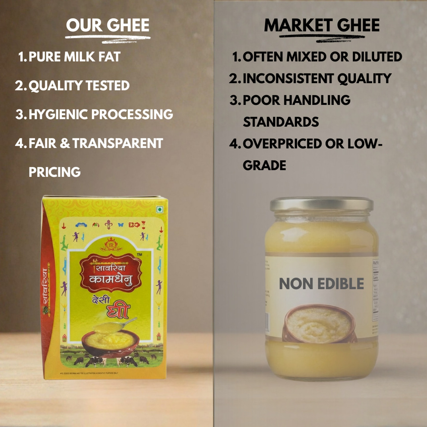 Image of savaria the doodhwala Kamdhenu Pure Buffalo Desi Ghee for Daily Use Ghee Tetrapack
