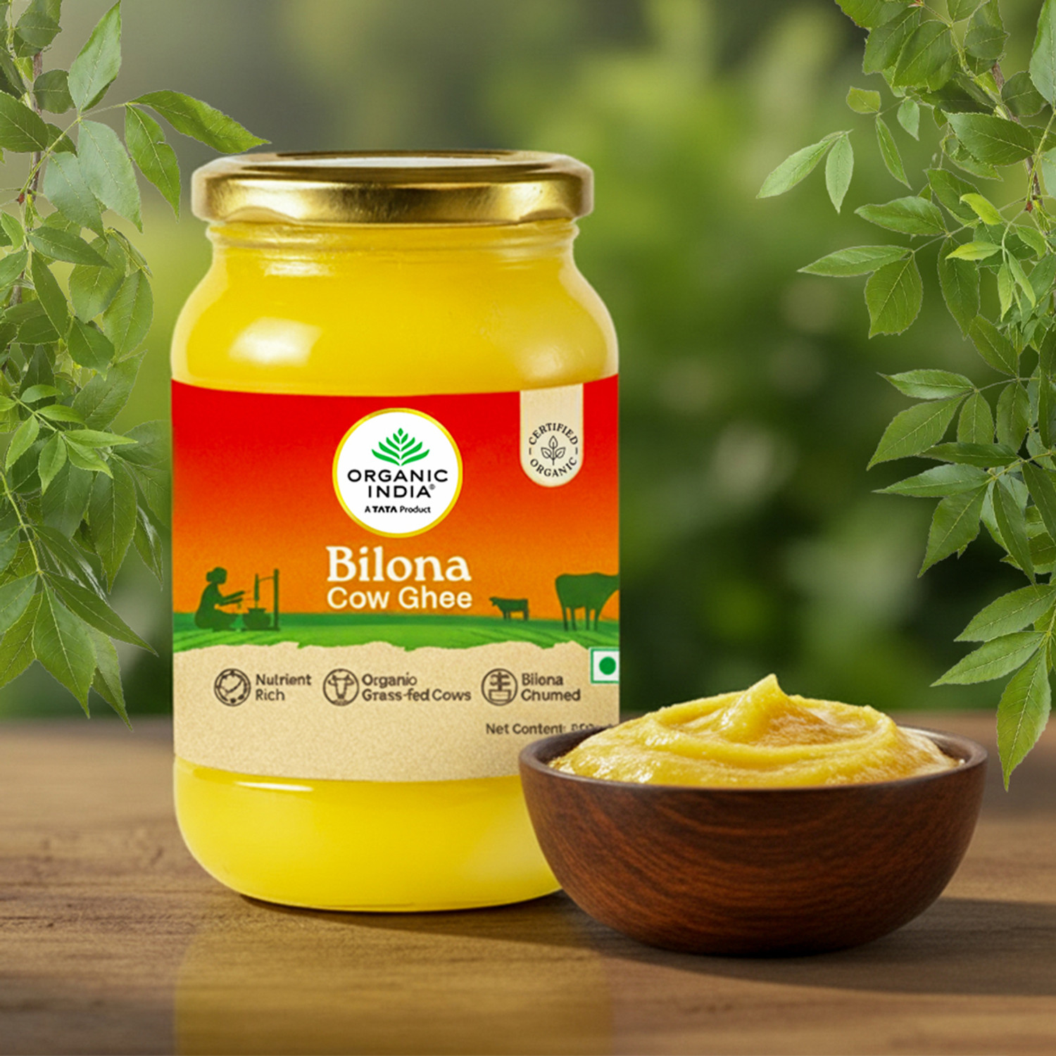 Image of ORGANIC INDIA Pure Bilona Ghee, Labs Tested on 250+ Parameters, (500ml) Ghee Glass Bottle