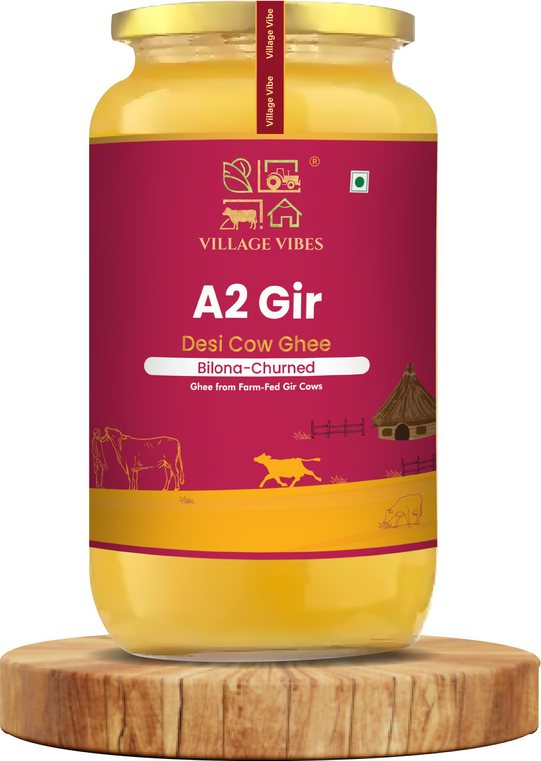 Image of Village Vibes A2 Desi Gir Cow ghee Glass Bottle Ghee Glass Bottle