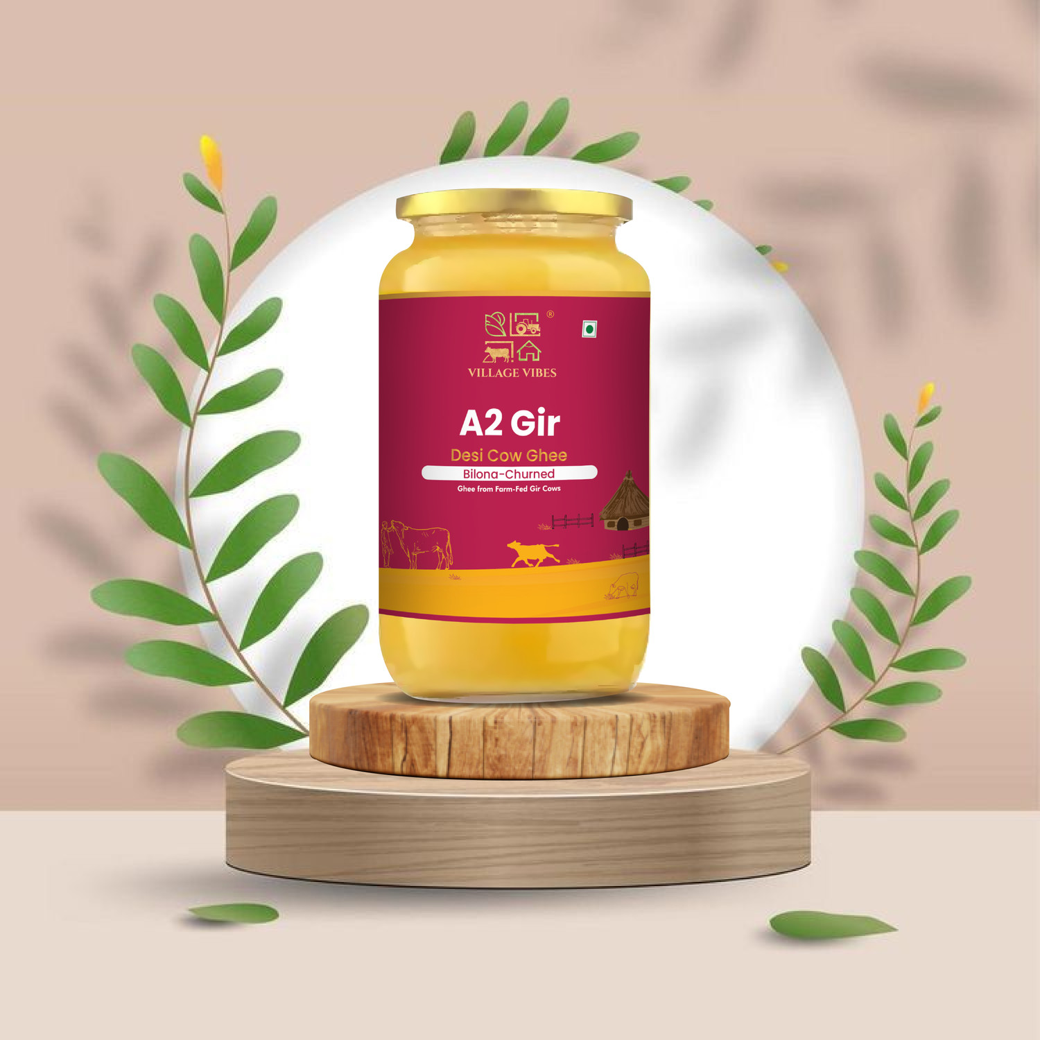 Image of Village Vibes A2 Desi Gir Cow ghee Glass Bottle Ghee Glass Bottle