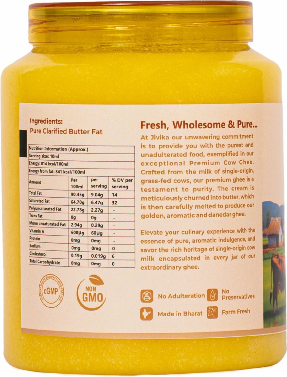 Image of jivika Premium Cow Ghee Plastic Bottle (1 L)