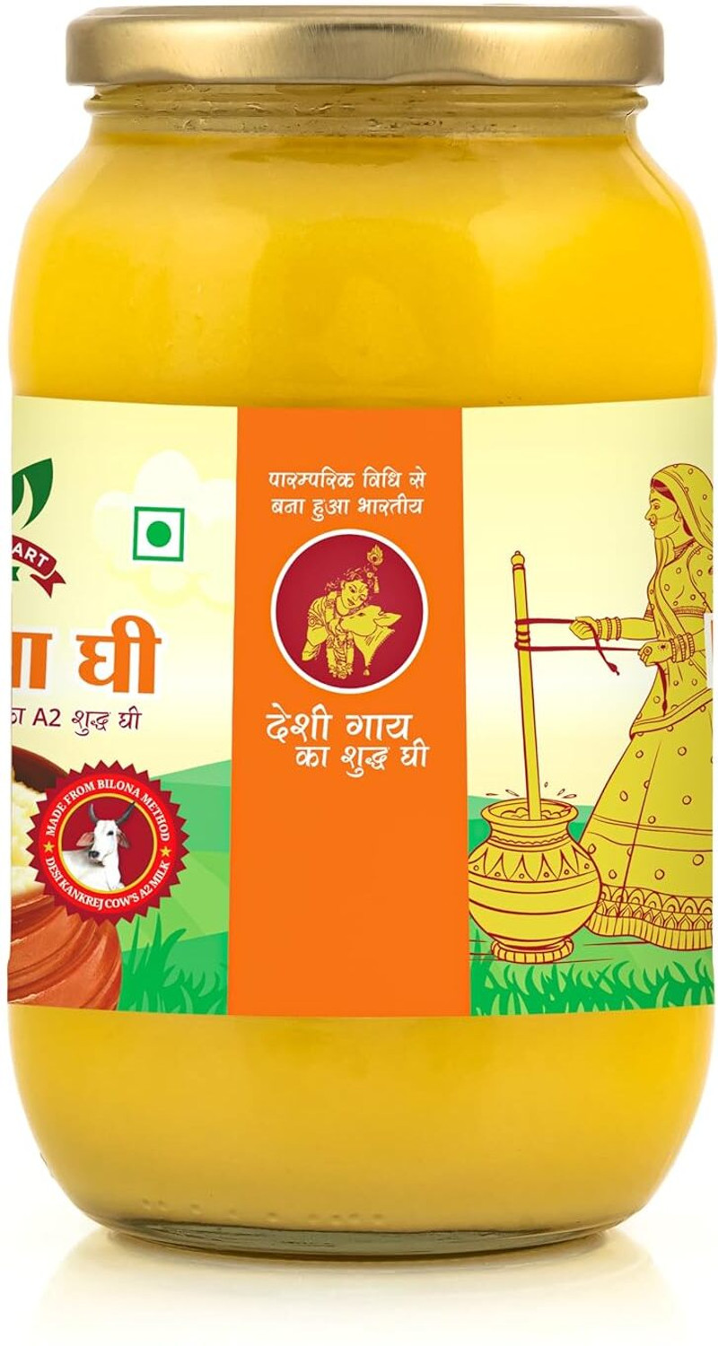 Image of Gavyamart Bilona ghee 100% Fresh Pure Desi Kankrej Organic Non-GMO Cow Ghee-Made Ghee Glass Bottle