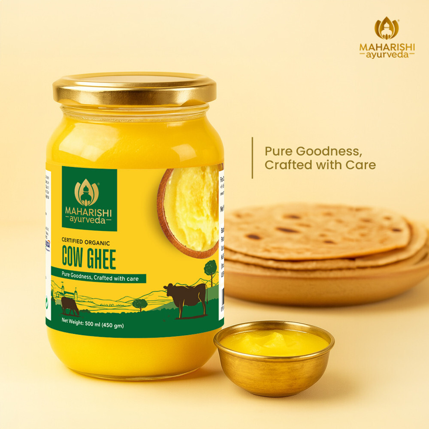 Image of MAHARISHI ayurveda Organic Desi Cow Ghee - 500 ml Ghee Glass Bottle (500 ml)