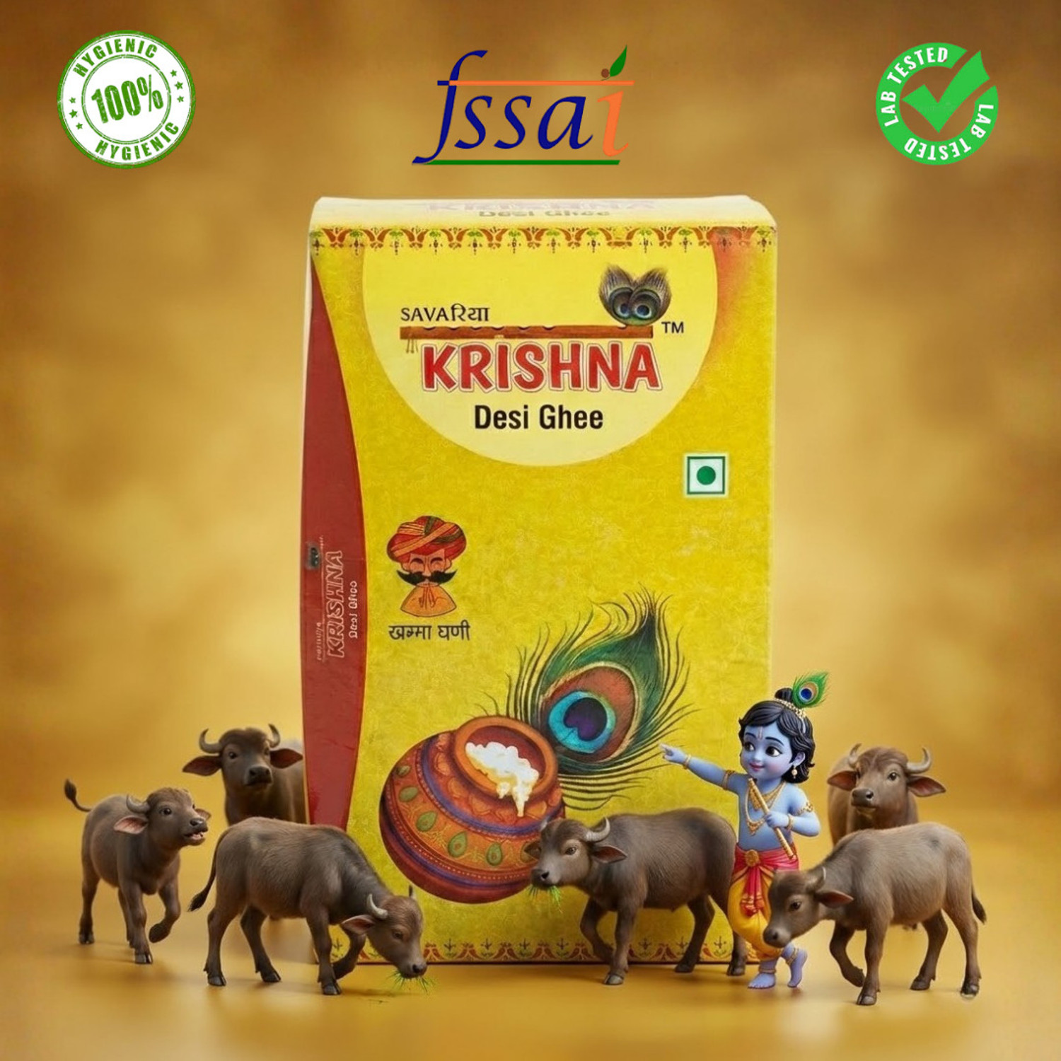 Image of savaria the doodhwala Krishna Pure Buffalo Desi Ghee for Tadka & Cooking Ghee Tetrapack