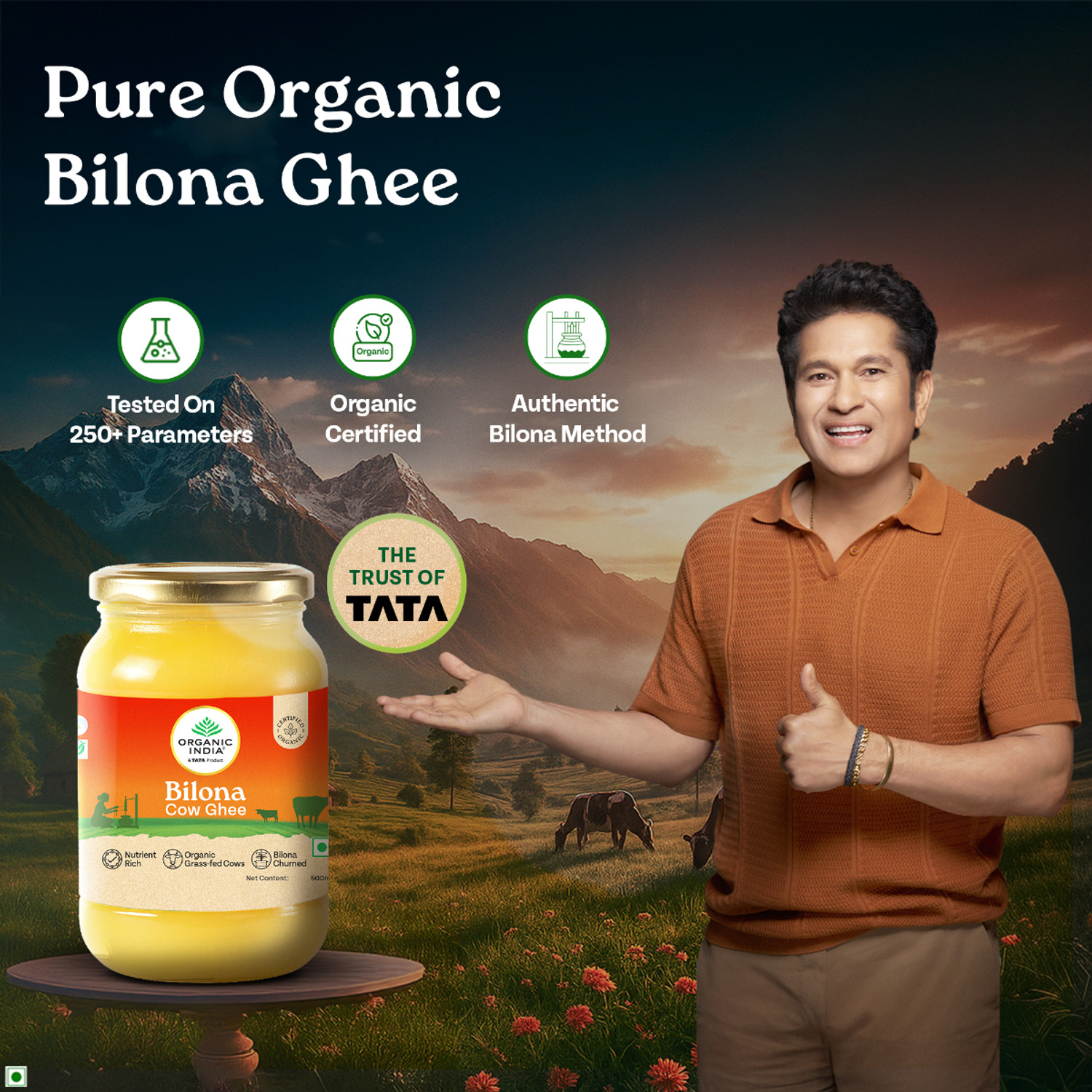 Image of ORGANIC INDIA Pure Bilona Ghee, Labs Tested on 250+ Parameters, (500ml) Ghee Glass Bottle