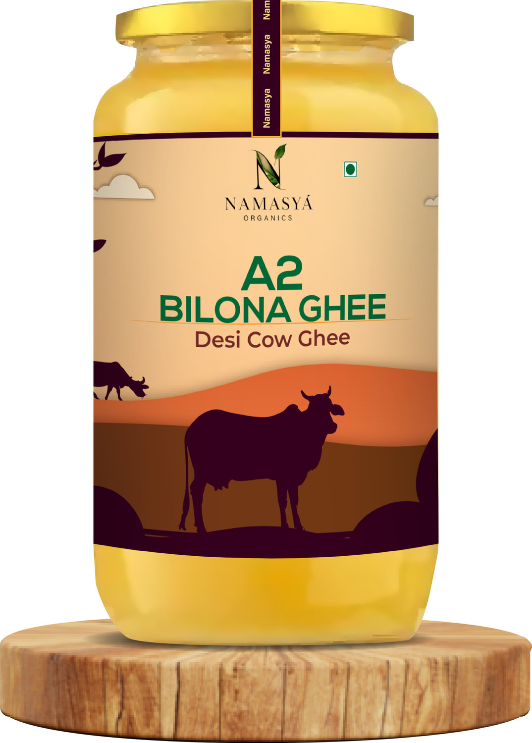 Image of NAMASYA ORGANICS A2 Desi Cow Ghee - Hand-Churned, Traditional Bilona Method, Pure Desi Cow Ghee Ghee Glass Bottle