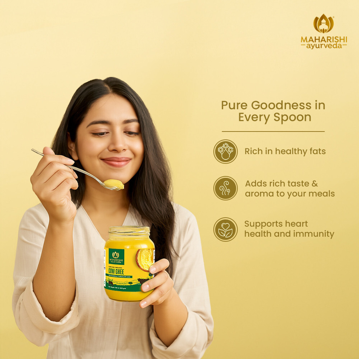 Image of MAHARISHI ayurveda Organic Desi Cow Ghee - 500 ml Ghee Glass Bottle (500 ml)