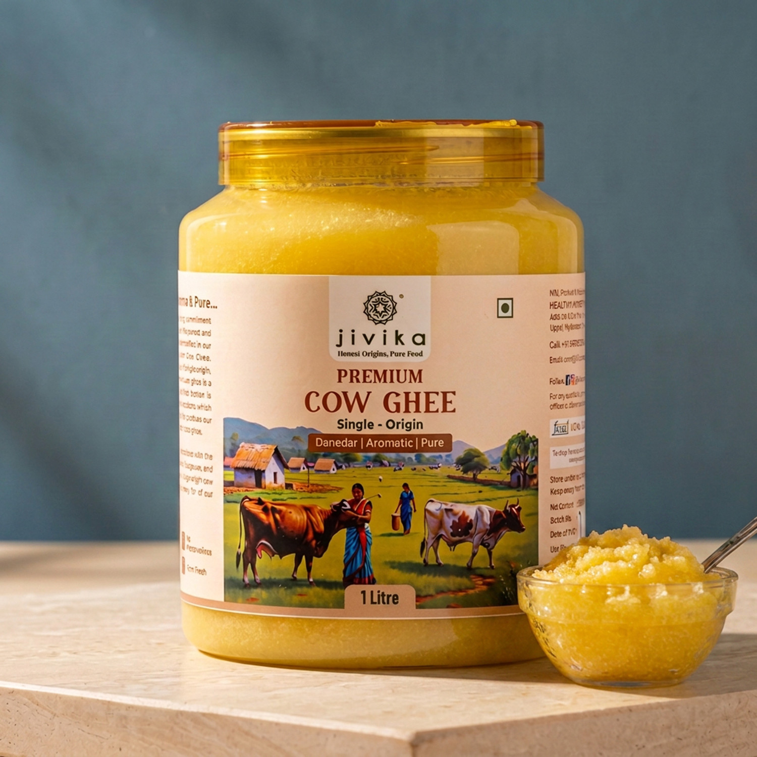 Image of jivika Premium Cow Ghee Plastic Bottle (1 L)