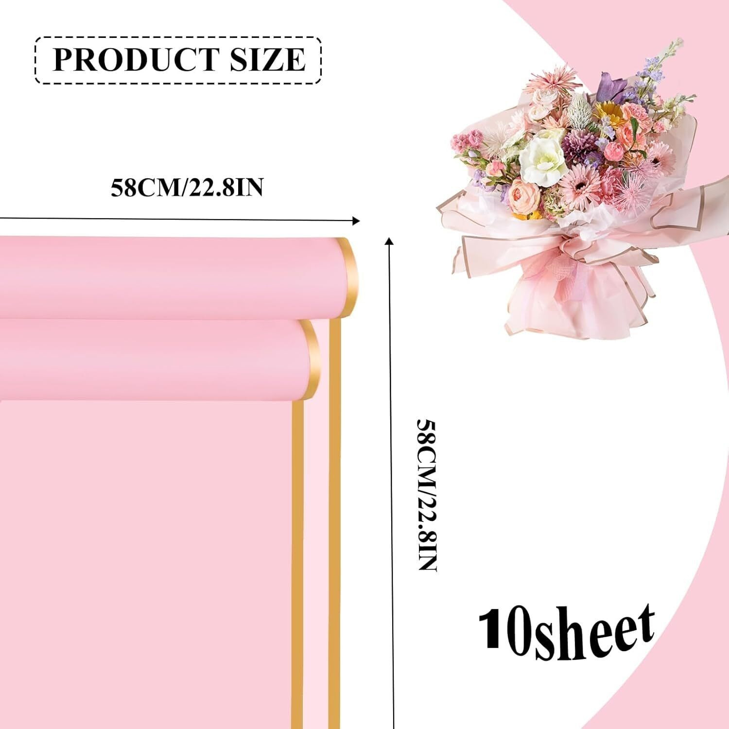 Image of Qroof 10 Pcs Multi Black Pink White Bouquet Gift Wrapping Paper PAPER Gift Wrapper (White, Black, Pink)