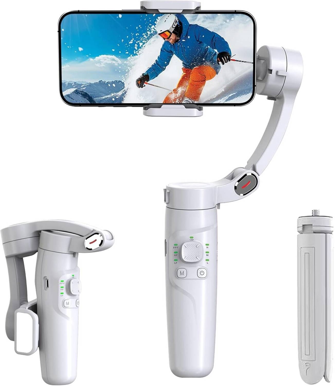 RD Steady GM-260 3-Axis Smartphone Gimbal Stabilizer (White) 3 Axis Gimbal for Mobile, Camera
