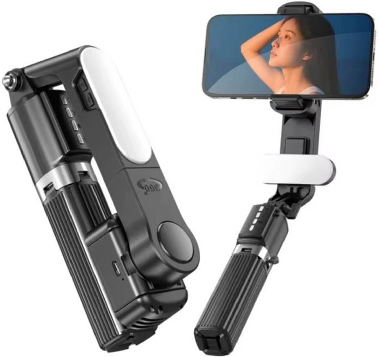 FITRIC AI Gimbal Selfie Stick Tripod Anti Shake RGB Fill Light Bluetooth Remote Single Gimbal for Mobile