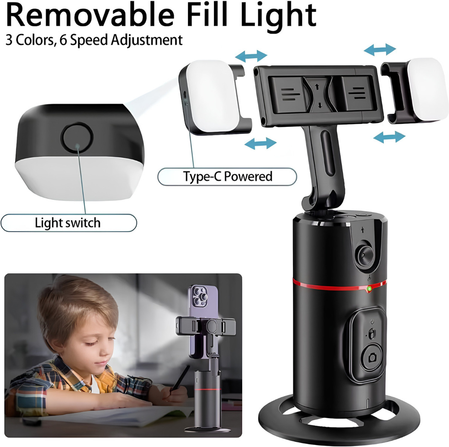 Image of VUSTICA Auto Face Tracking Tripod Camera Stand Smart Video Shooting Holder Selfie Stick Single Gimbal for Mobile