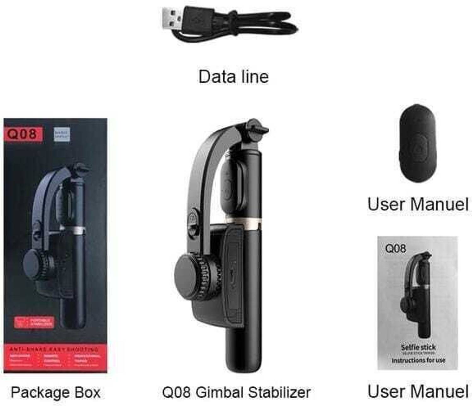 Totthar Gimbal Q08 with full 360 Degree Rotational Function G35 3 Axis Gimbal for Mobile