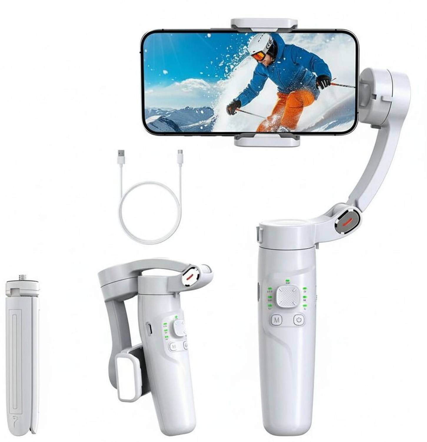Offtrot M1 Anti Shake Foldable 3 Axis Smartphone Gimbal Stabilizer Support Face Tracking 3 Axis Gimbal for Mobile