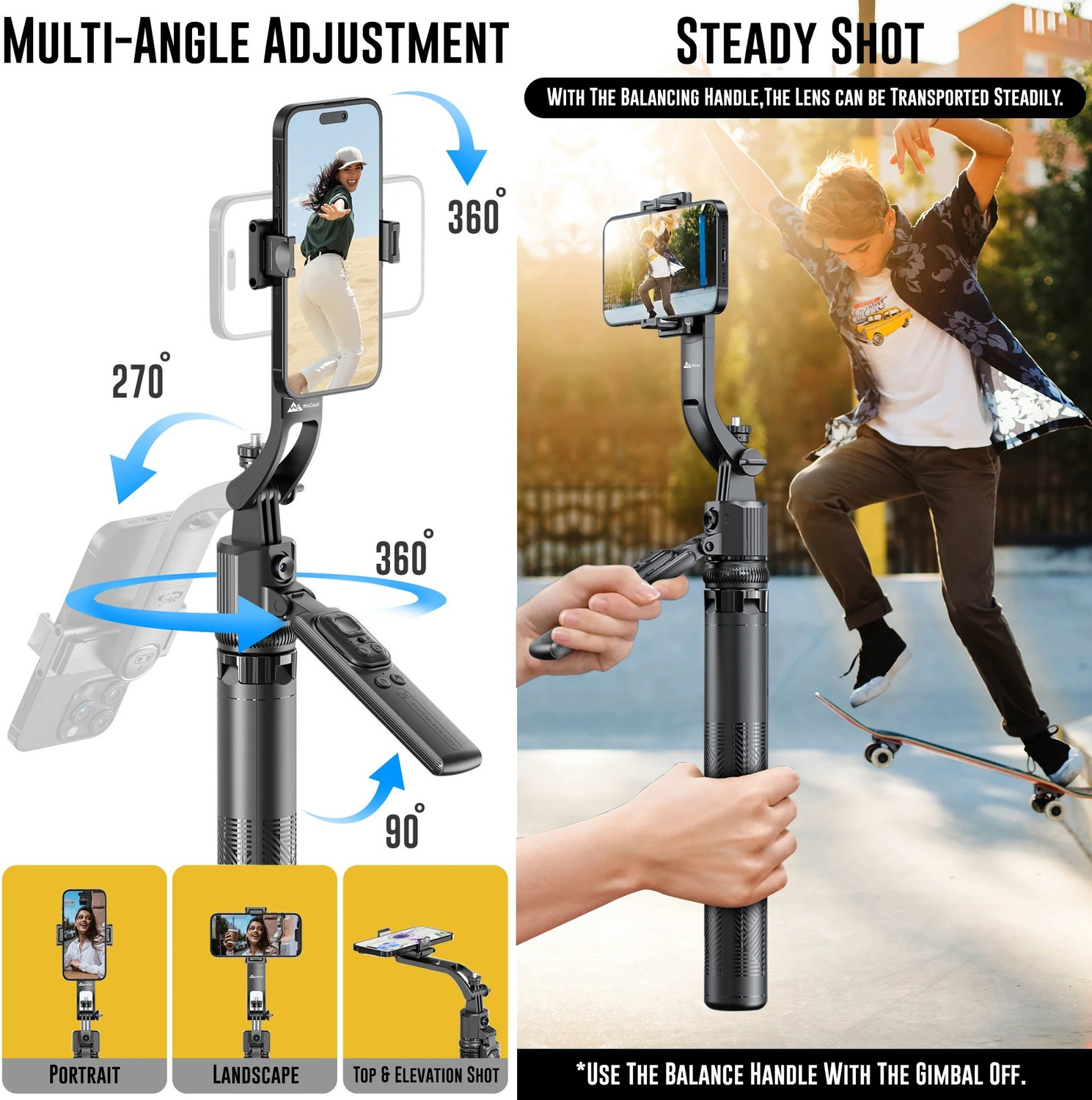 Image of FITRIC C17 AI Face Tracking Gimbal Selfie Stick Tripod with Wireless Remote Single Gimbal for Mobile (1KG)