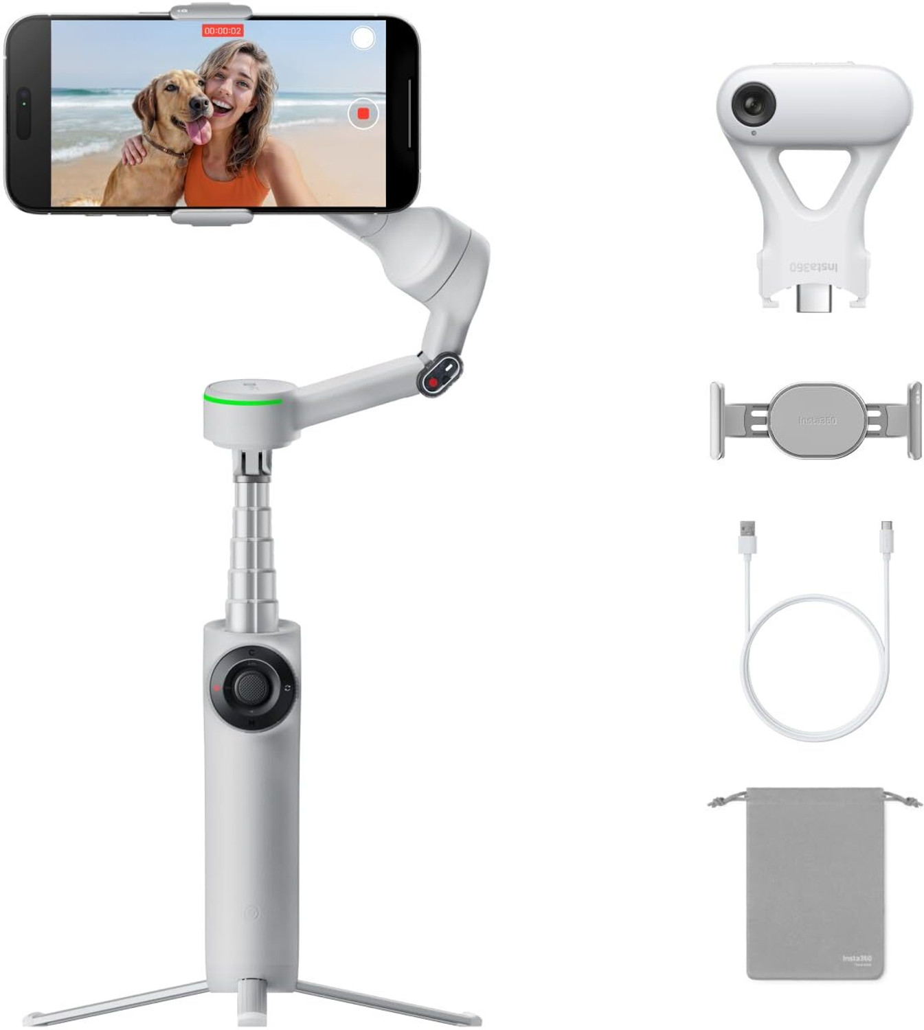 Image of Insta360 Flow 2Pro AI Tracker Kit 3 Axis Gimbal for Mobile