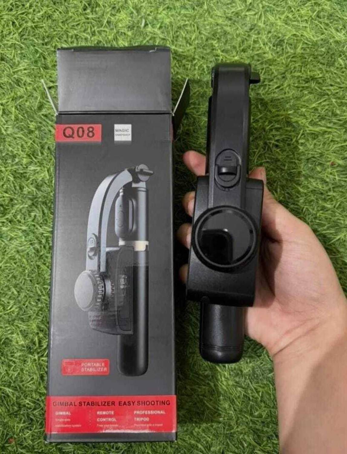 EVAAENTERPRISES Q08 Gimbal in Black Sleek Color 3 Axis Gimbal for Mobile, Camera