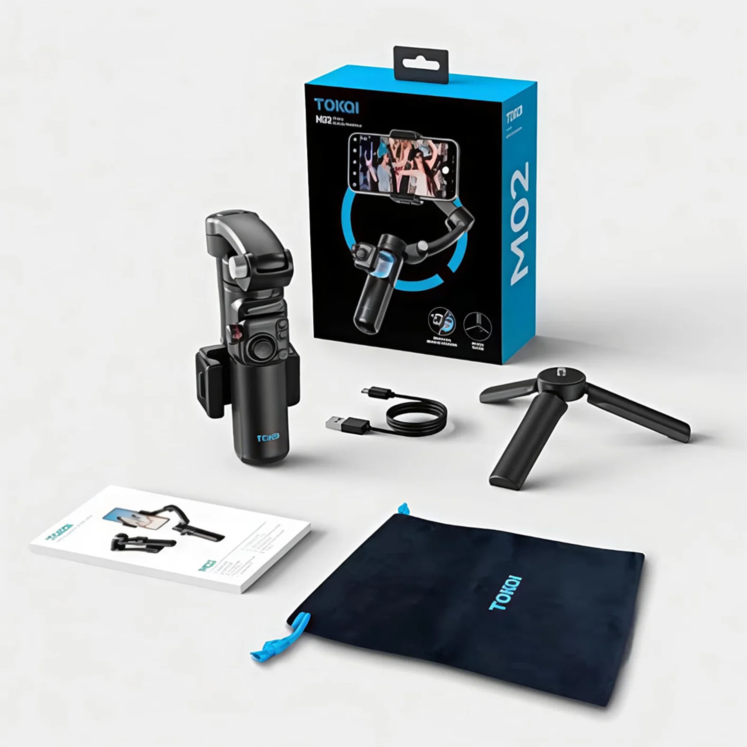 Image of zone alpha TOKQI M02 3-Axis Smartphone Gimbal with AI Face Tracking, 36H Battery & Tripod 3 Axis Gimbal for Mobile