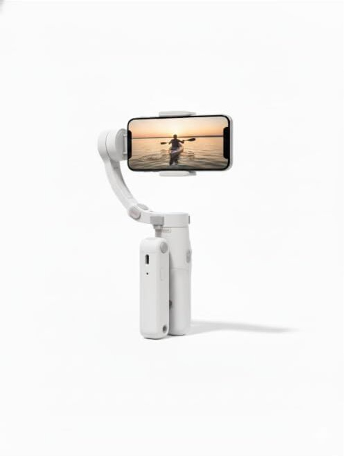 Image of BKS SMART Smartphone Stabilizer Gimbal - White Foldable Design, Portable 3-Axis Stabilizer 3 Axis Gimbal for Camera, Mobile