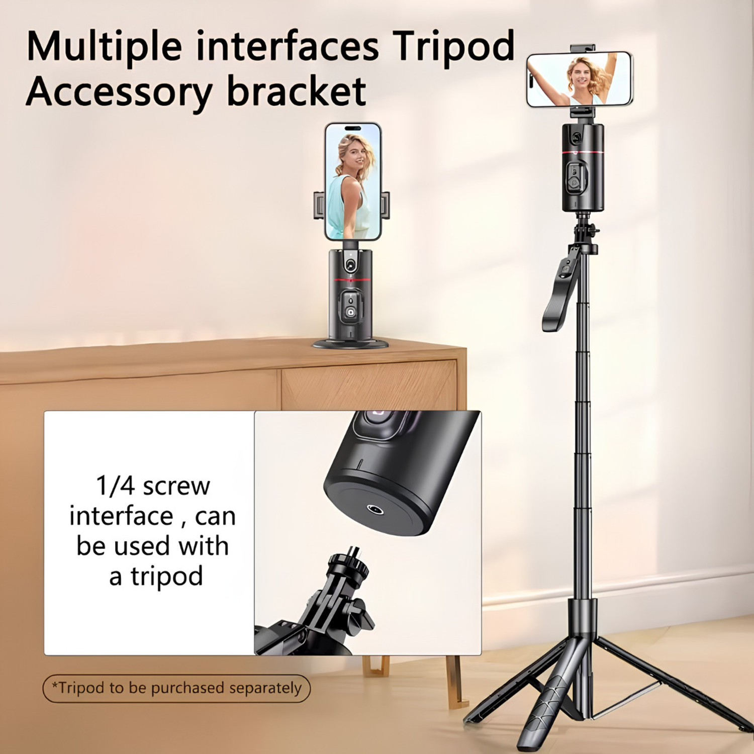 Image of VUSTICA Auto Face Tracking Tripod Camera Stand Smart Video Shooting Holder Selfie Stick Single Gimbal for Mobile
