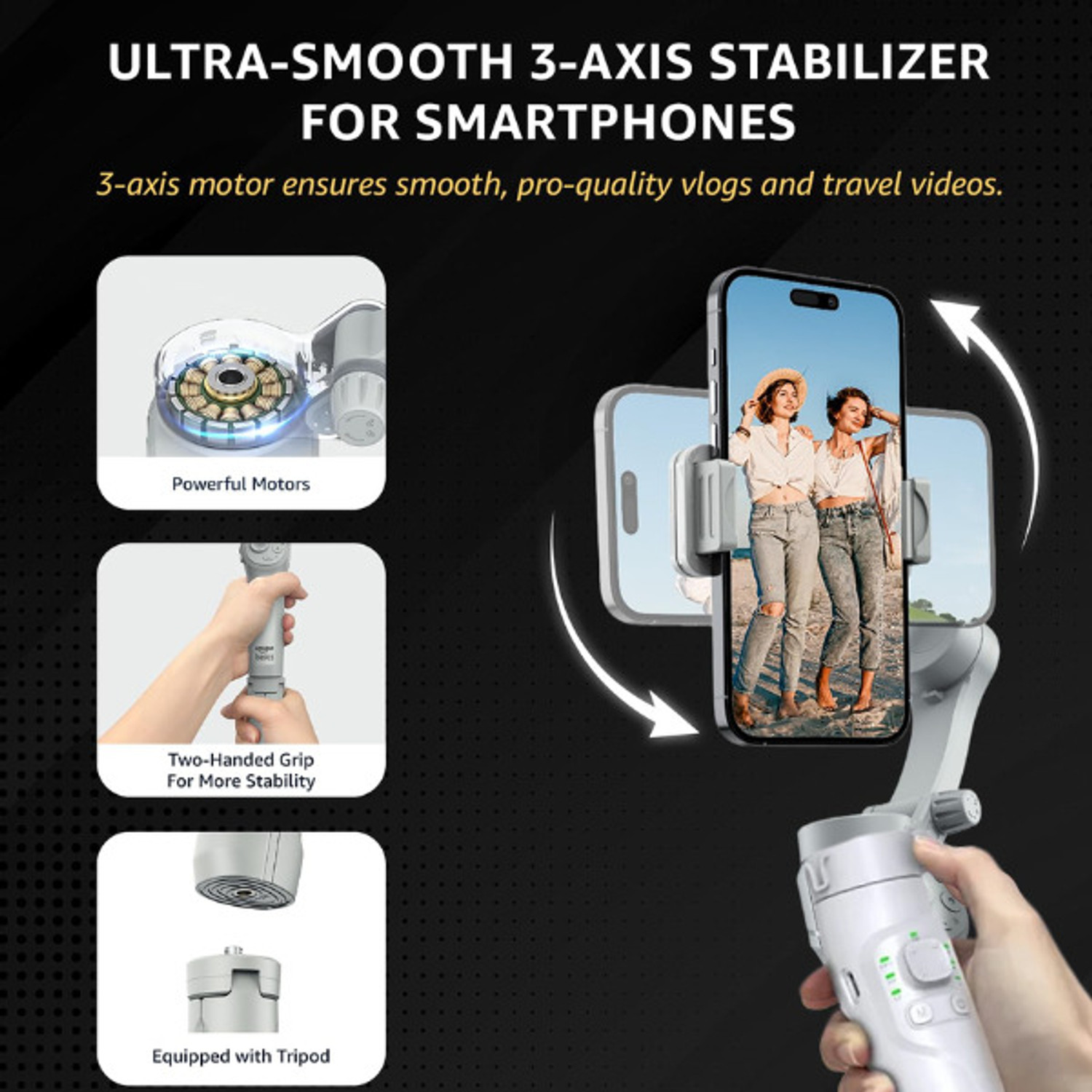 Image of CAMVY M1 3-Axis Smartphone Gimbal Stabilizer Mobile Video Stabilizer Selfie Vlogging 3 Axis Gimbal for Mobile