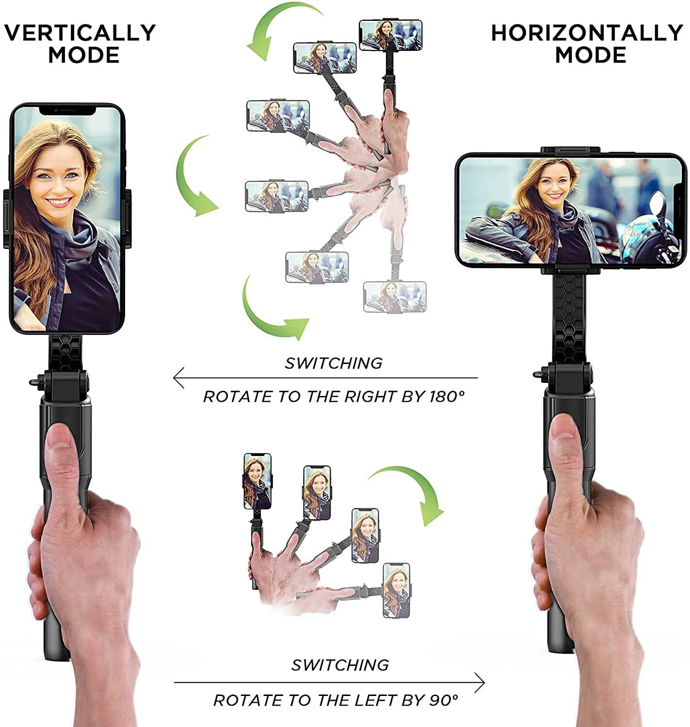 Image of Hold up Gimbal Stabilizer for Smartphone Mobile Stabilizer Selfie Stick Tripod with Wireless Remote 360 Automatic Rotation Bluetooth Selfie Stick