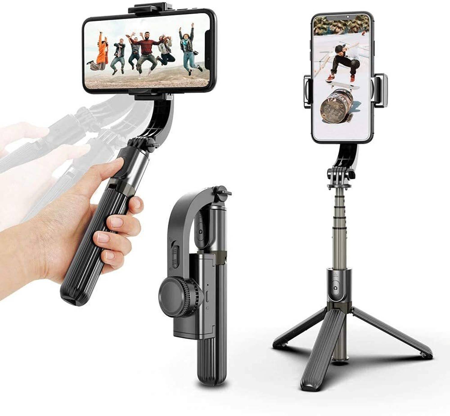 MOBONE Q08 New Flexible Folding Mobile Phone Gimbal Stabilizer Selfie Stick Single Gimbal for Camera, Mobile