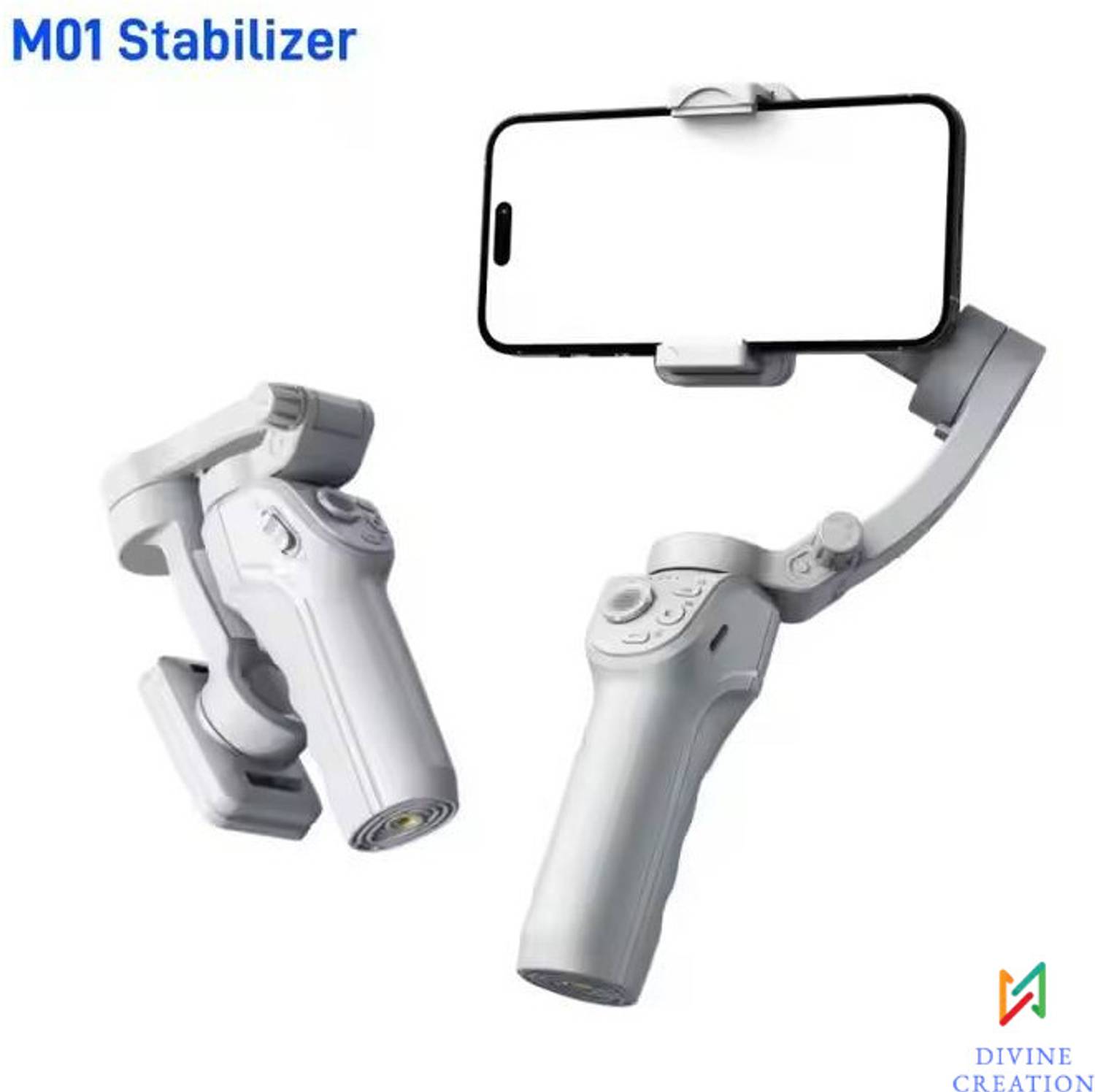 Divine creation M01 Steady 3-Axis Smart Gimbal Ultra-Smooth Handheld Intelligent Tracking D68 3 Axis Gimbal for Mobile