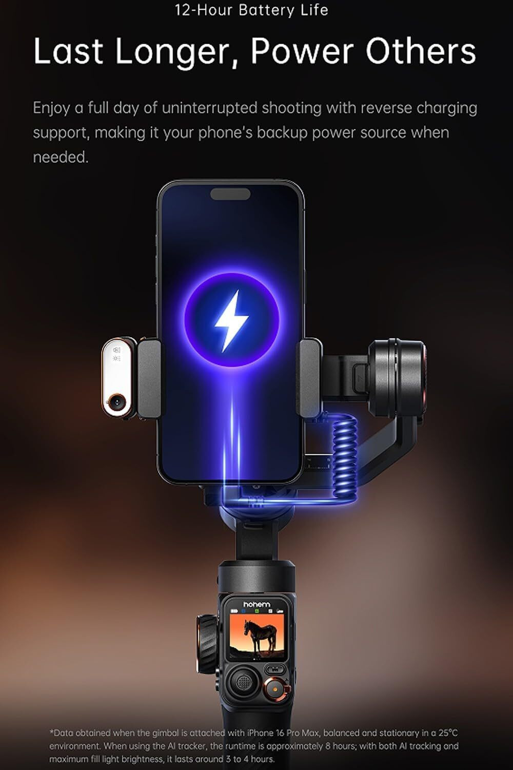 Image of hohem M7 W /AI Tracking,Detachable Touchscreen Remote,Extension Pole,Fill Light 3 Axis Gimbal for Mobile