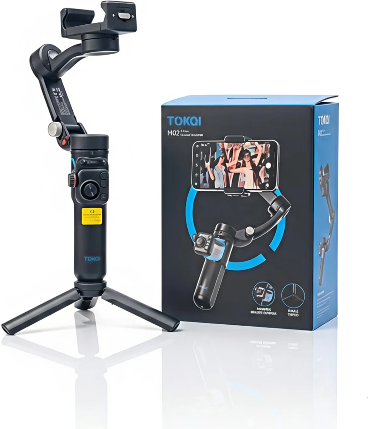 Image of zone alpha TOKQI M02 3-Axis Smartphone Gimbal with AI Face Tracking, 36H Battery & Tripod 3 Axis Gimbal for Mobile