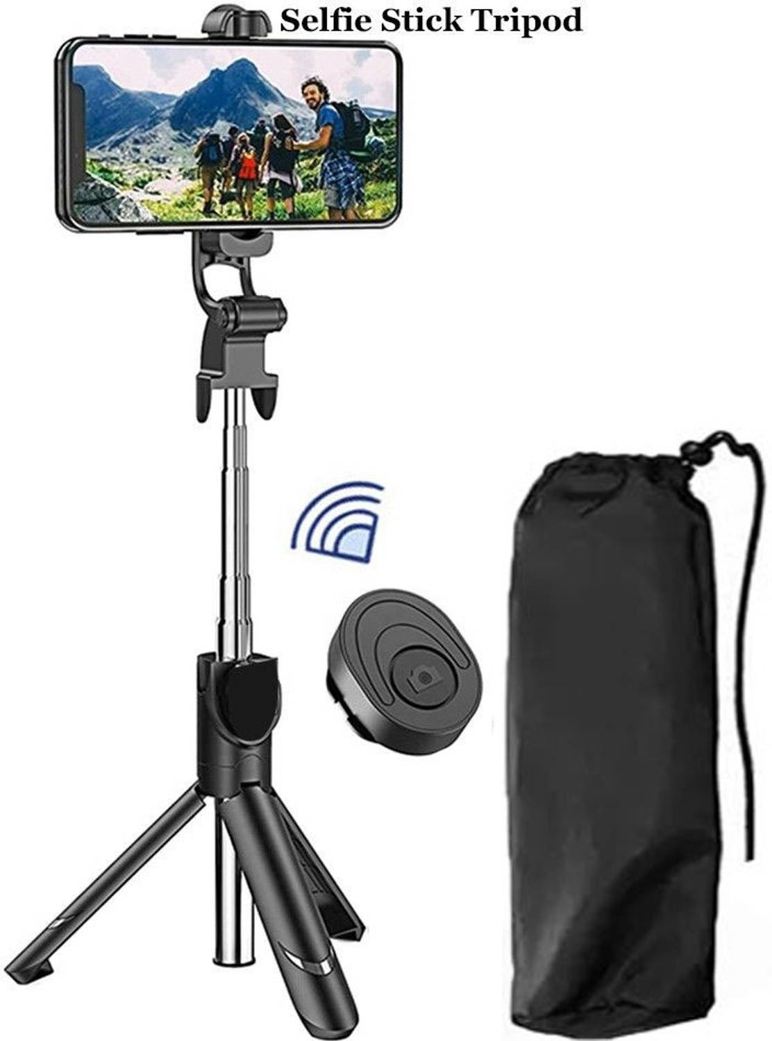 POZUB Bluetooth Selfie Stick Stand Make Video spotting Tripod Monopod With Carry Pouch Single Gimbal for Mobile