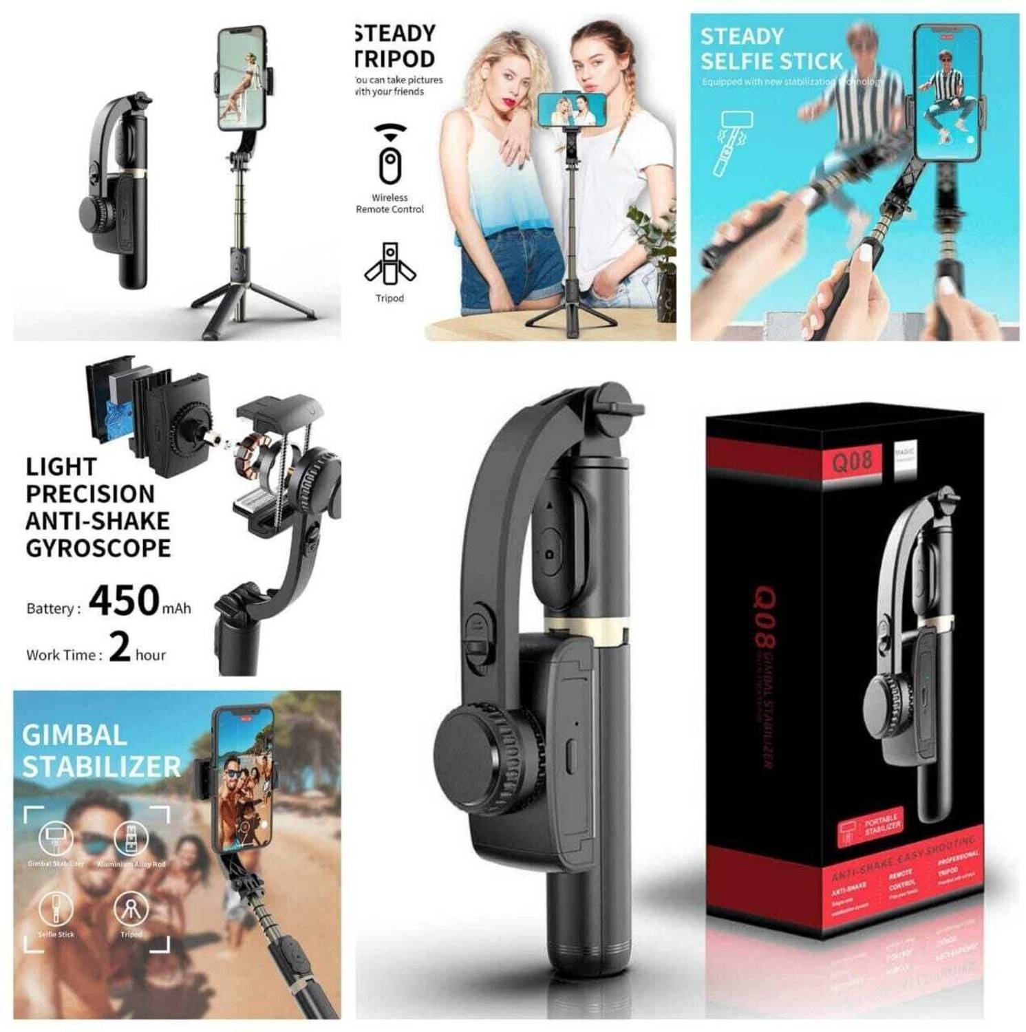 Totthar Gimbal Q08 with full 360 Degree Rotational Function G04 3 Axis Gimbal for Mobile