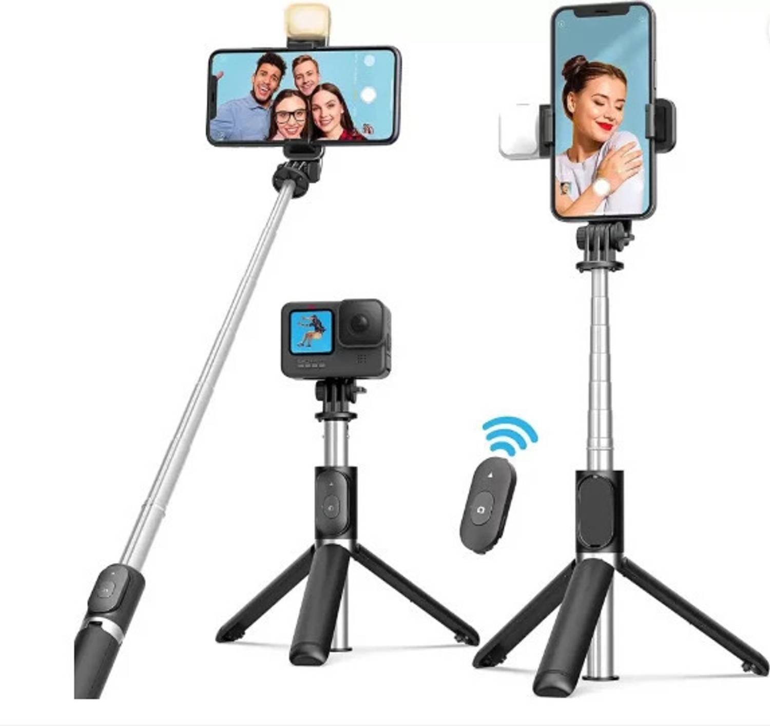 ZAXART r1s Selfie Stick Phone Tripod with Remote 60"Tripod Stand for iPhone Camera 3 Axis Gimbal for Mobile