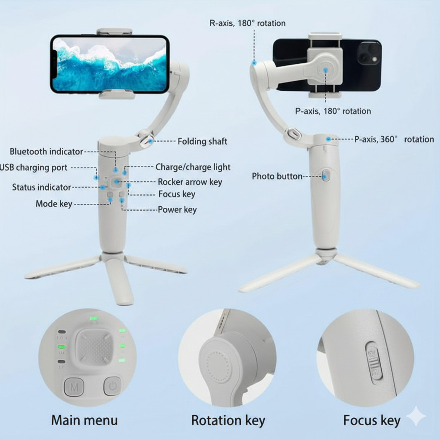 Image of Offtrot Merak One M1 3-Axis Handheld Foldable Smartphone Gimbal Stabilizer 3 Axis Gimbal for Mobile