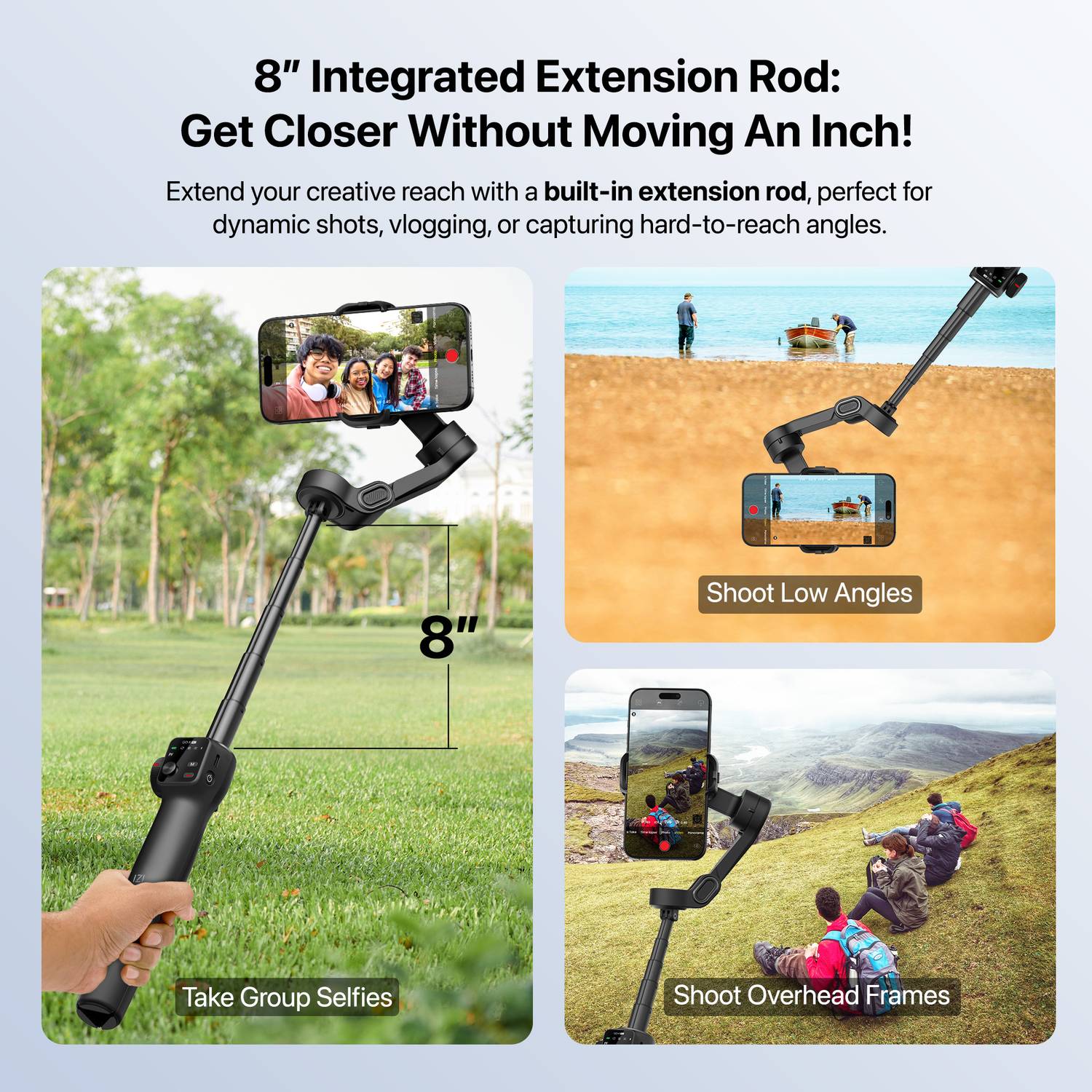 IZI GO-X PRO Foldable Gimbal for Smartphones with Extension Rod
