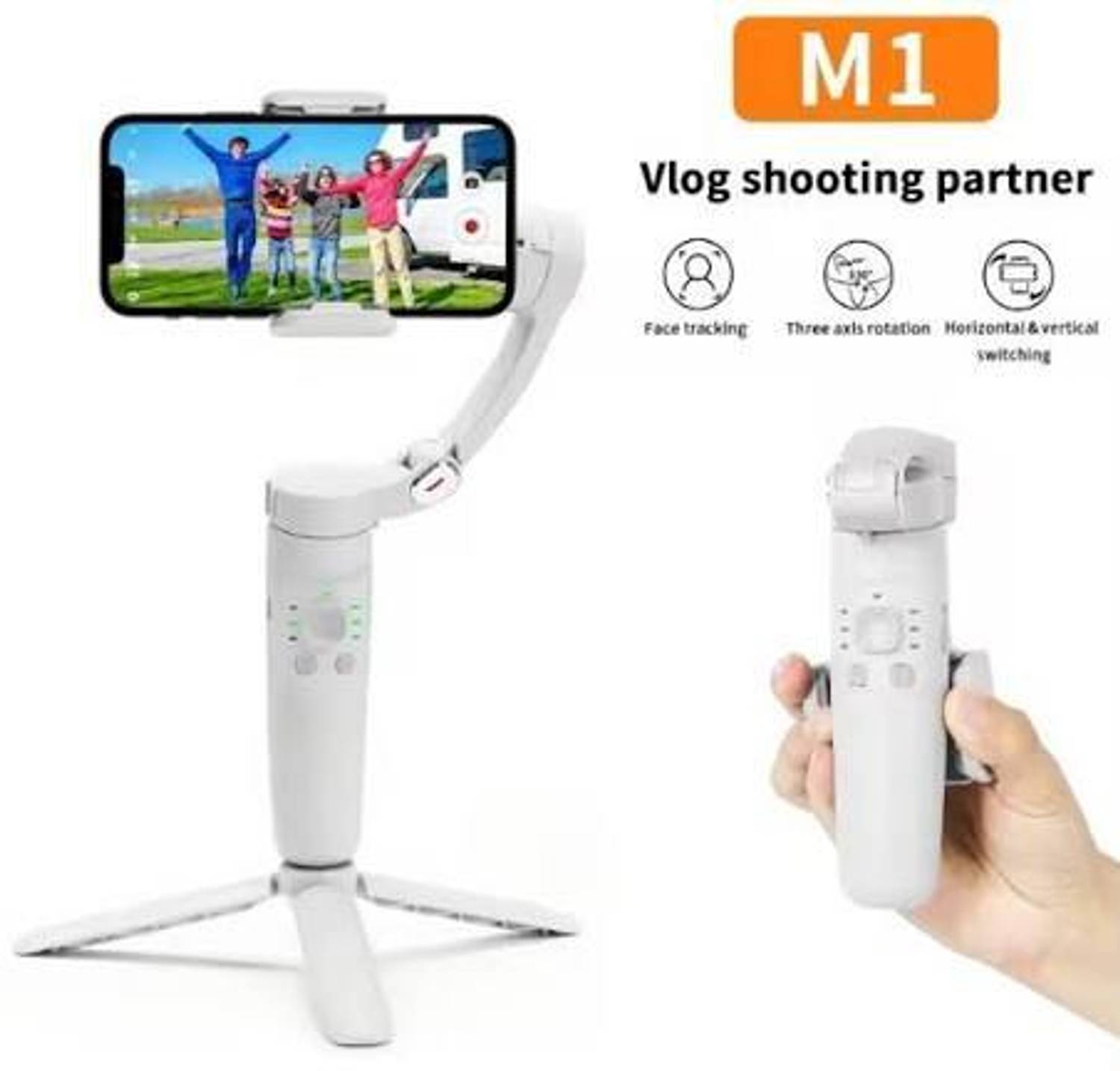 4UONLY M1 3-Axis Gimbal Stabilizer with Tripod Stand fgfuhdj18 3 Axis Gimbal for Mobile