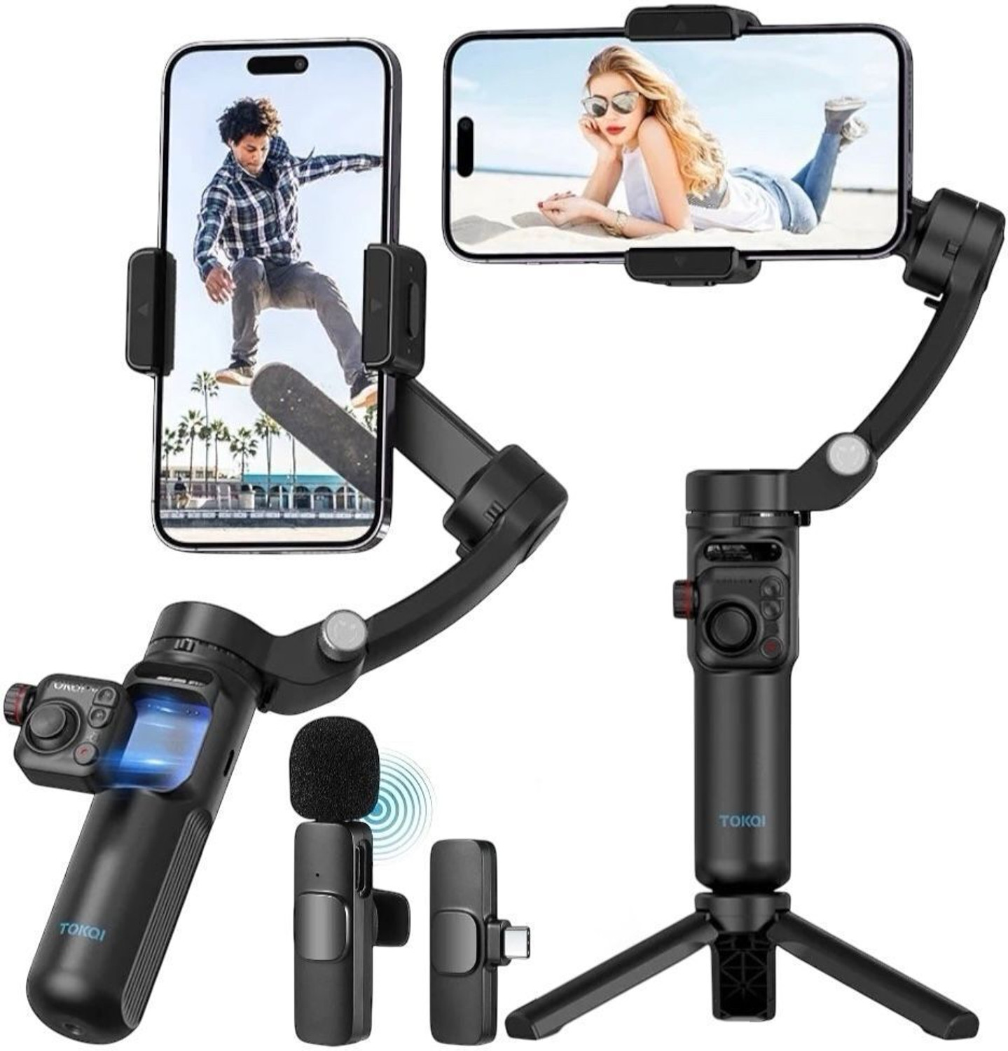 Image of TECHPANDA M02 Foldable 3-Axis Gimbal with Smart Tracking & Tripod Support 3 Axis Gimbal 3 Axis Gimbal for Camera, Mobile
