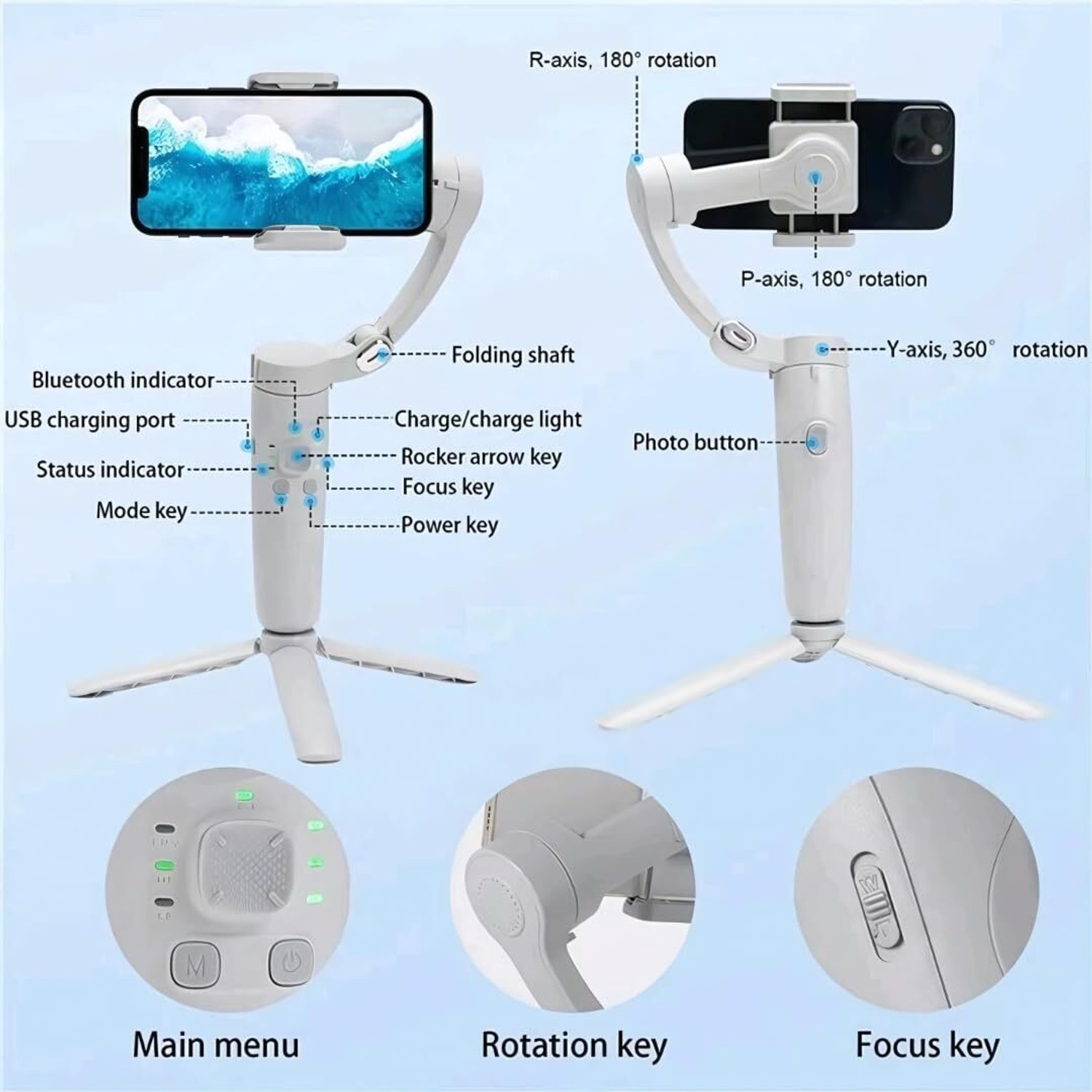 Image of KAVANA M1 Axis Gimble for mobile & camera, vlogging gimble camera,gimbal for mobile 34 3 Axis Gimbal for Mobile, Camera