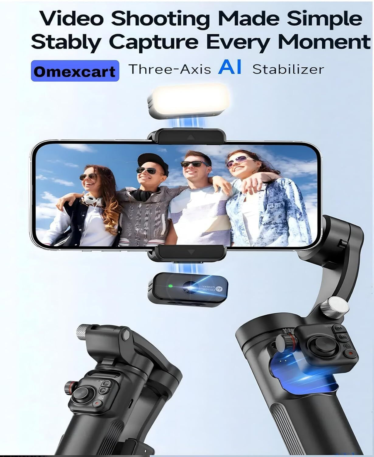Image of Divine creation M02, 3-Axis Handheld Gimbal Stabilizer Anti-Shake Video AI Stabilization B145 3 Axis Gimbal for Camera, Mobile