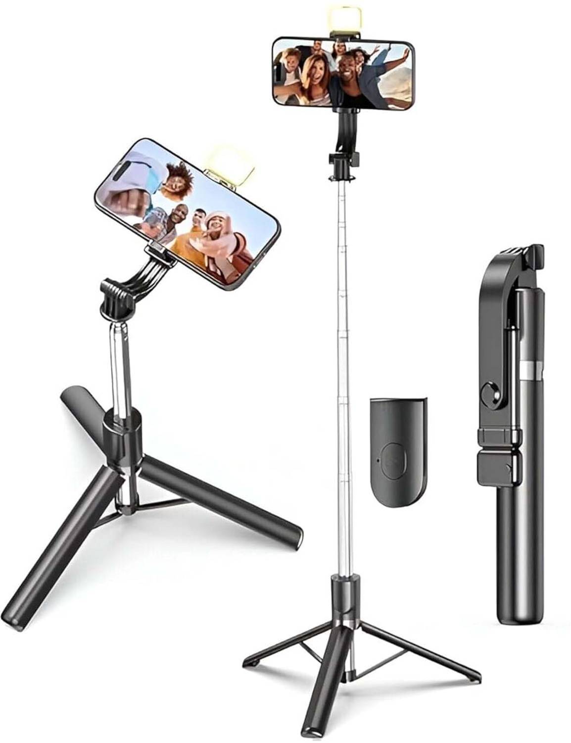 XORTIC Selfie Stick Tripod Bluetooth Remote 3 in 1 Extendable Mobile Stand Single Gimbal for Camera, Mobile