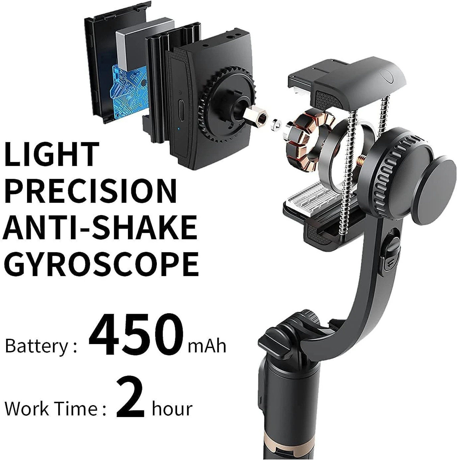 Image of amblic Q08 Gimbal Stabilizer Selfie Stick with Tripod, 360 Degree Automatic Rotation 2 Axis Gimbal for Camera, Mobile