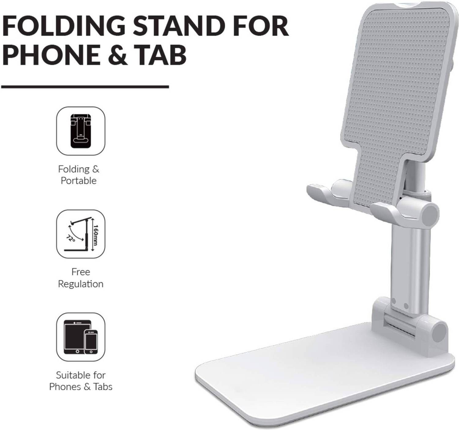 WHISTLE9 Premium Smart Foldable Mobile Stand for Table and Bed, Height Adjustable Universal Phone Holder for All Smartphones & Tablet Single Gimbal for Mobile