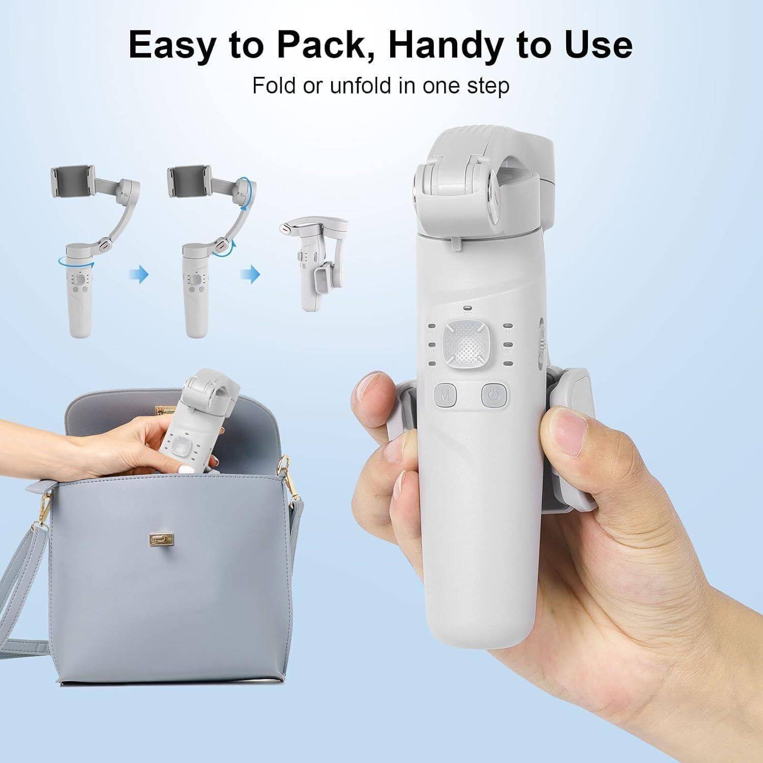 Smartnest M1 3-Axis Gimbal Stabilizer|AI Face Tracking, Smooth Video,Foldable G-22 3 Axis Gimbal for Mobile