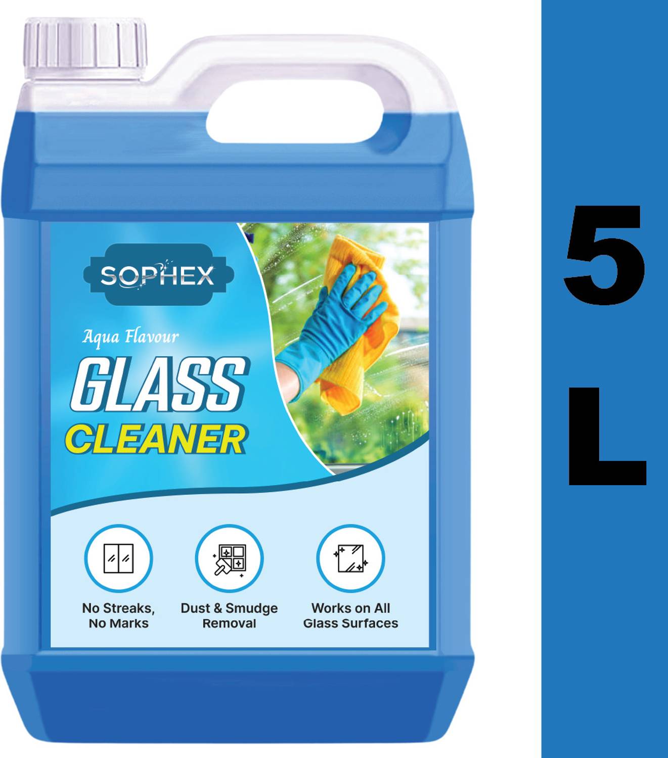 sophex Window Glass Cleaner Fast-Dry, No Stains 5 L Can Mir