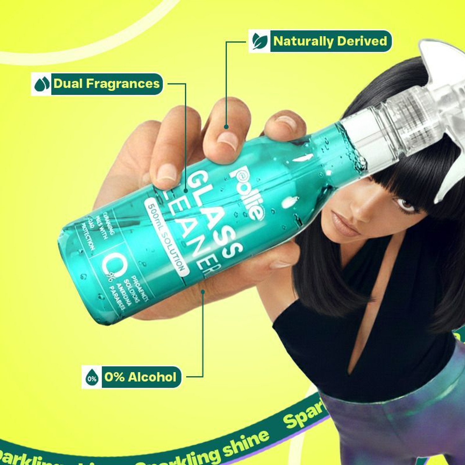 Image of Pollie Glass Cleaner 3 Sachets | 1 Sachet makes 500mL | For All Type of Glass Surface