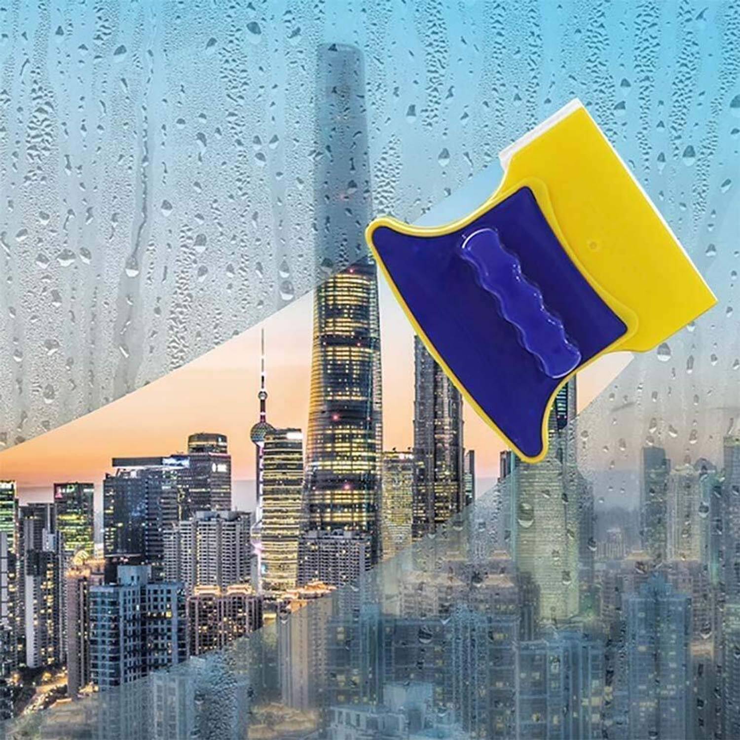 ARANKA Magnetic Window Cleaner Double-Side Glazed Glass Cleaner Wiper with Polypropylene Wet and Dry Brush